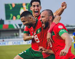 من احتفال اللاعبين المغاربة بتسجيل هدف